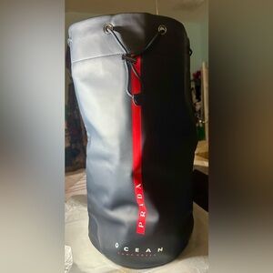 Prada Luna Rosa Waterproof Sailing/ Drawstring Bag in Navy Blue (Large) GWP NWT